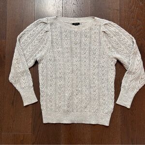 RW&CO. Women's Crochet Knit Soft Grey Sweater Size Medium